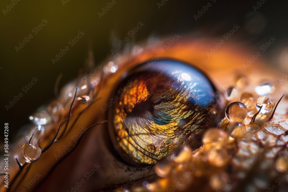 Poster a close up of a person's eye with drops of water on it zoo macro photography macro photography gener