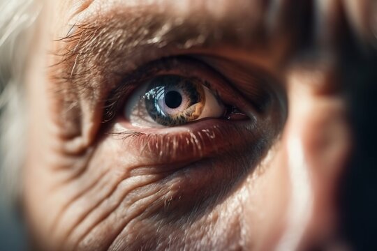 A Close Up Of An Old Man's Eye With A Brown Spot Zoo Portrait Photography Medical Photography Generative AI 
