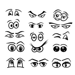 Set of Cute Cartoon Eyes  on a white background. Isolated vector illustration icons set.