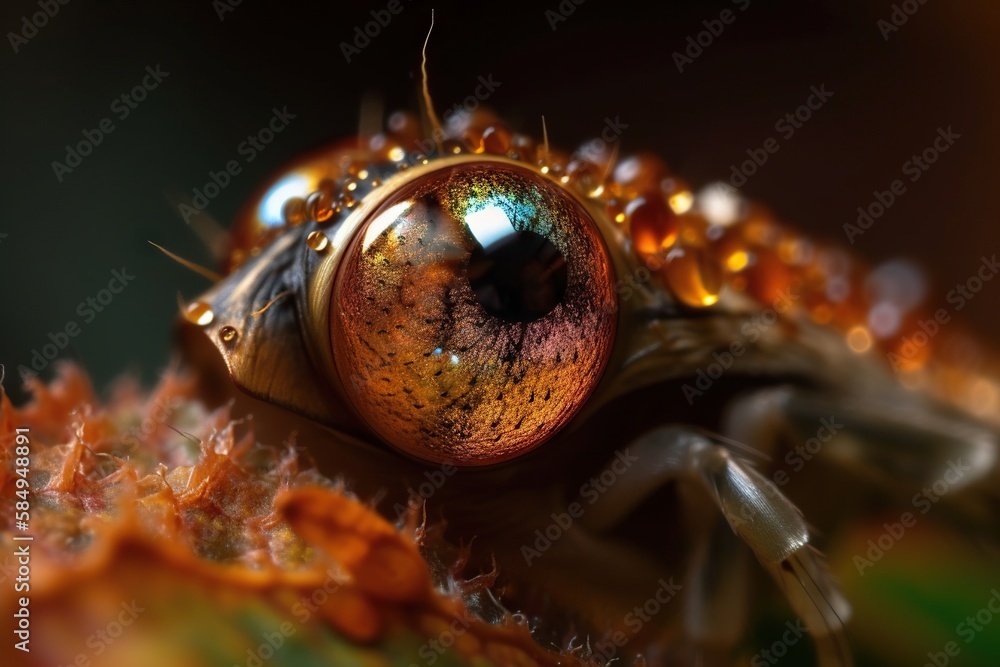 Poster a close up of a bug with a lot of drops of water on it zoo macro photography macro photography gener