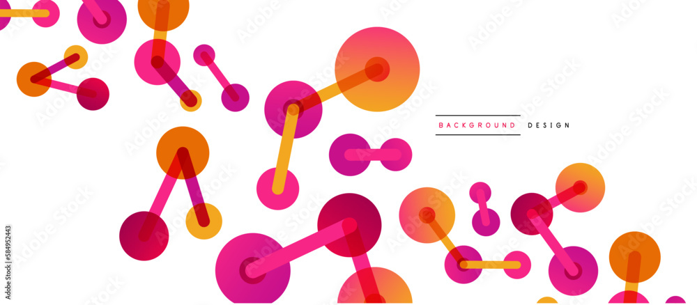 Poster Line points connections geometric abstract background. Circles connected by lines. Trendy techno business template for wallpaper, banner, background or landing