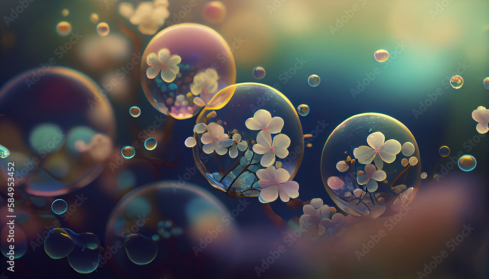 Poster natural abstract shapes in multi colored backdrop underwater generated by ai