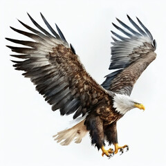 Bald Eagle in Watercolor, A Symbol of Freedom and Strength, Isolated on White Background - Generative AI