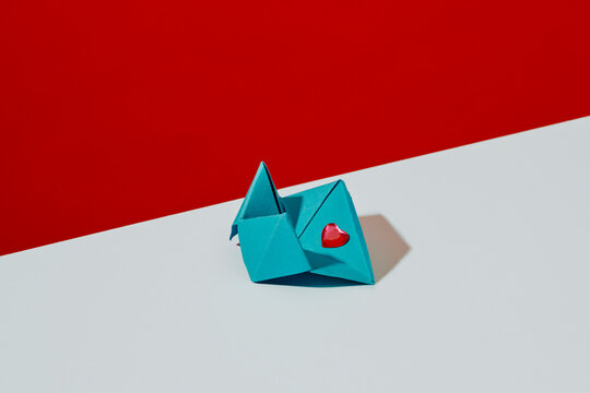 heart in a paper fortune teller