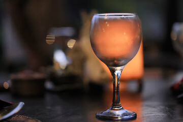 empty glass glasses group, dishes in the restaurant, table clean serving