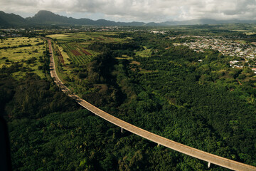 beautiful road through the nature of kauai, hawaii