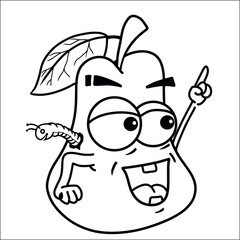 Coloring page for Kids, Funny Pear Character