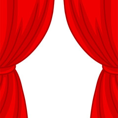 Red Theatre Curtains Drawing Vector Illustration