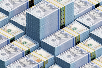 US dollars money stacks / growth /salary /savings concept