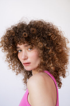 Young trendy woman with Afro hairstyle