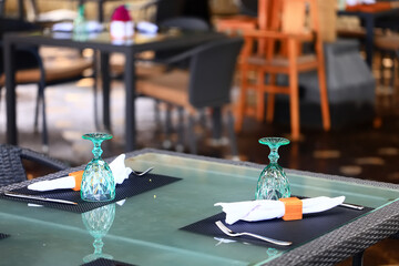 table setting in the restaurant for the cafe interior menu