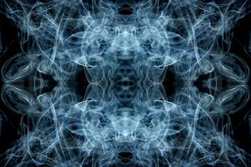 abstract graphics black blue fractal reflection symbol, design effect meditation background
