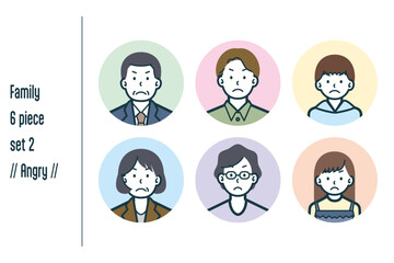 怒っている3世代の家族の6点セットno.2