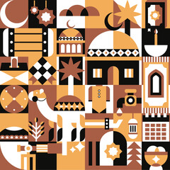 illustration vector graphic of ramadhan celebration with geometric pattern
