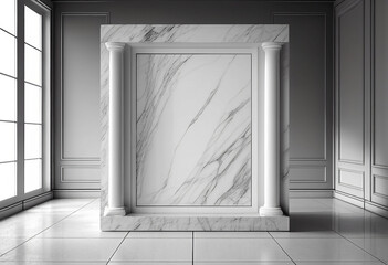 Empty marble luxury room. Generative AI.