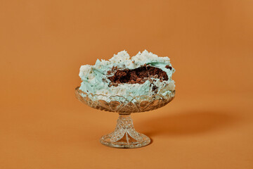 cake stand with the remains of a cake
