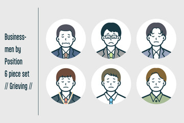 悲しんでいる役職ごとのビジネスマンの6点セットno.1