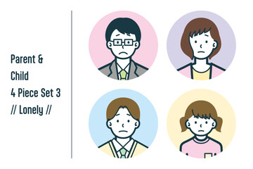 寂しそうな親子の4点セットno.3