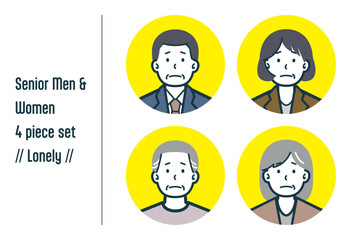 寂しそうなシニア男女の4点セットno.1