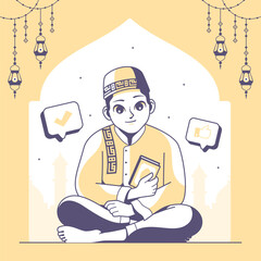 islamic muslim boy illustration background