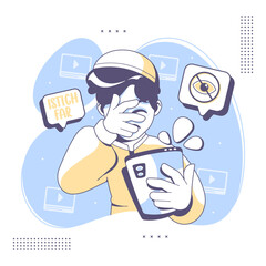 fasting with social media temptation islamic illustration