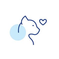 Pet love. Happy cat and heart. Pixel perfect, editable stroke line icon