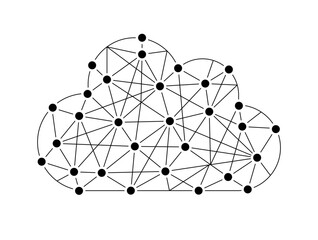 Cloud polygon network icon design vector. Big data server system symbol.