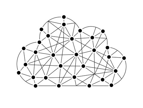Cloud polygon network icon design vector. Big data server system symbol.