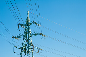 power line pylon against the blue sky