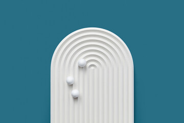 White ribbed stone oval panel with little balls.
