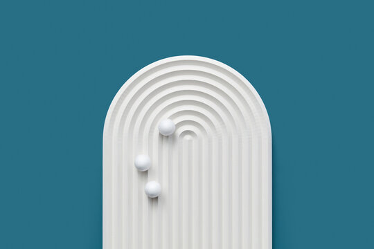 White ribbed stone oval panel with little balls.
