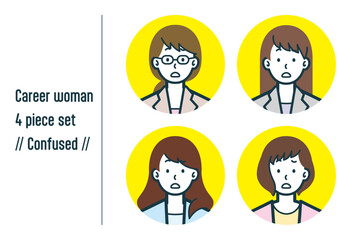 困惑しているキャリアウーマンの4点セットno.1