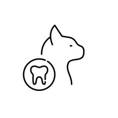 Cat dentist office. Pet oral care. Pixel perfect, editable stroke line icon