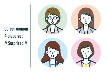 びっくりしているキャリアウーマンの4点セットno.1