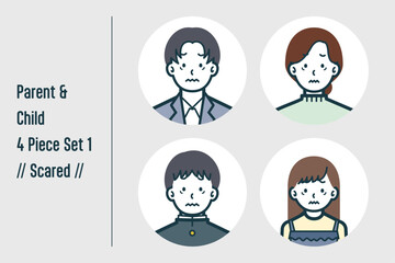 怖がっている親子の4点セットno.1