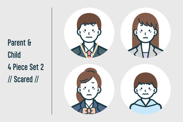 怖がっている親子の4点セットno.2