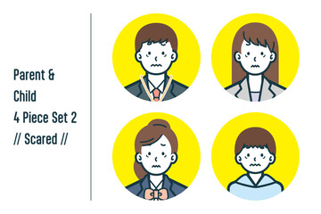 怖がっている親子の4点セットno.2