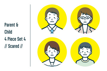 怖がっている親子の4点セットno.4