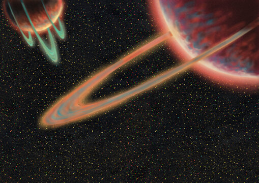 Digital Painting Of Planets With Rings