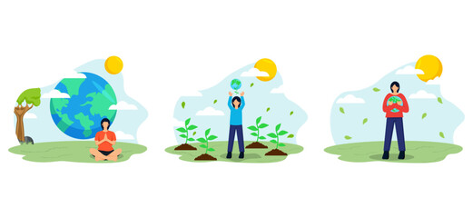 Obraz premium Earth Day Save the Planet Flat Bundle Design