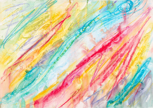 A bright water soluble wax pastel abstract.