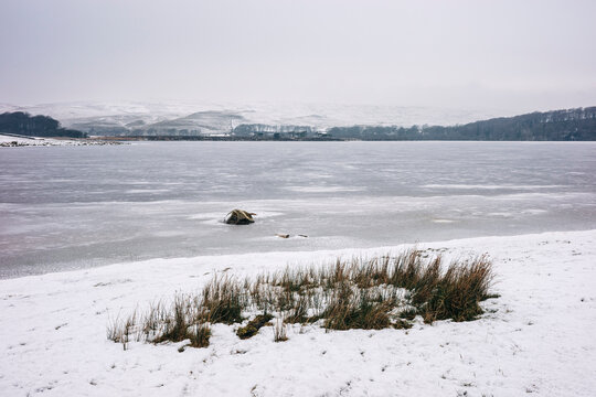 Malham Tarn frozen in winter