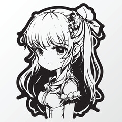 A sketch of a anime girl character