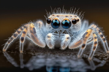 Super macro photography of a Jumping spider. Generative AI