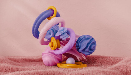 3d render with abstract pink tones 