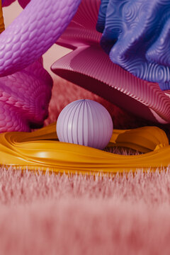 3d render with abstract pink tones 