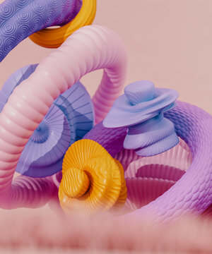 3d render with abstract pink tones 