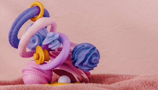 3d render with abstract pink tones 