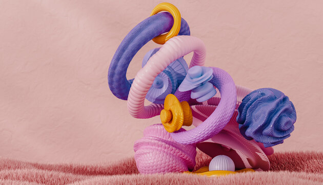 3d render with abstract pink tones 