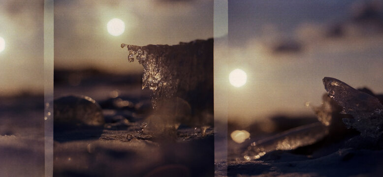Ice floes at sunset